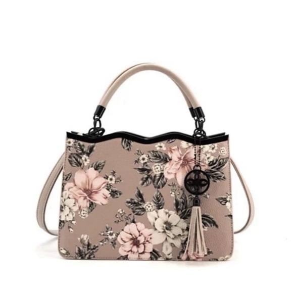 Grossi Handbags - NWT Like Dreams Women's Cream and Black Shoulder Bag with Flower Design